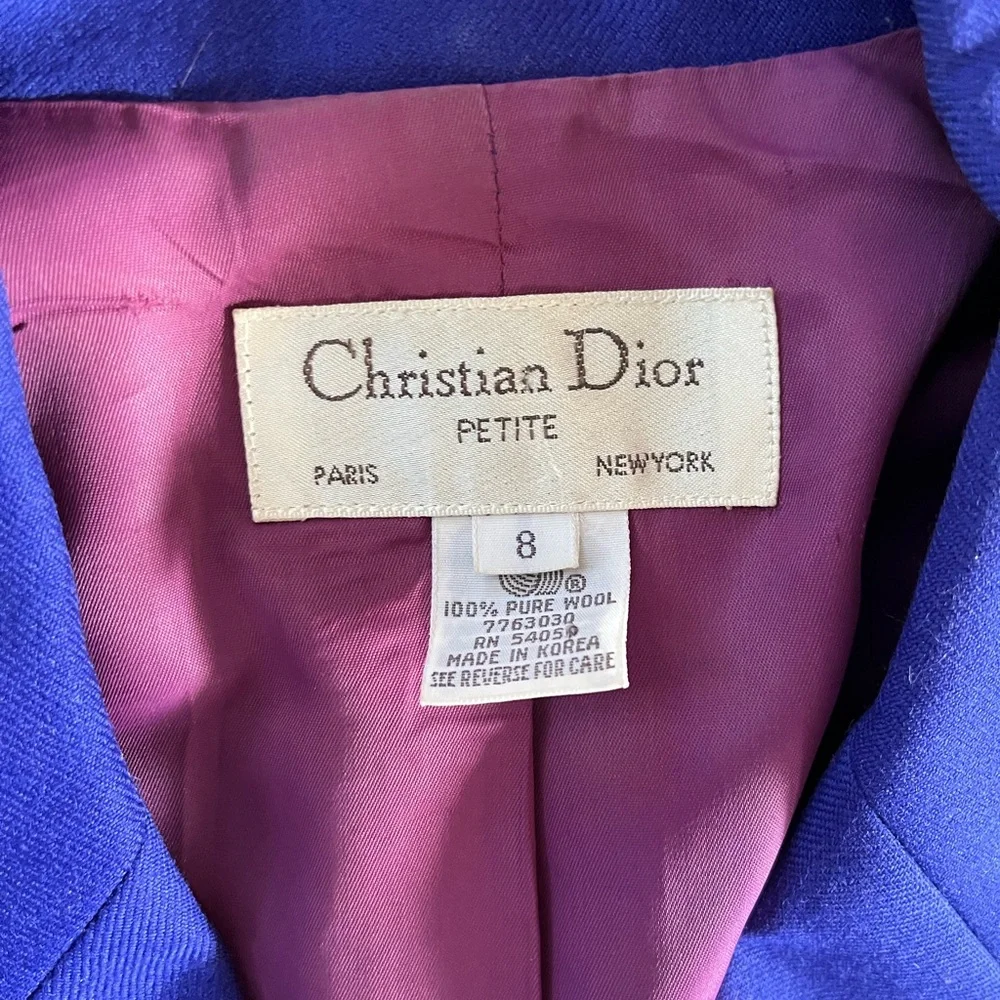 Vintage Christian Dior Royal Blue Wool Blazer Sz M